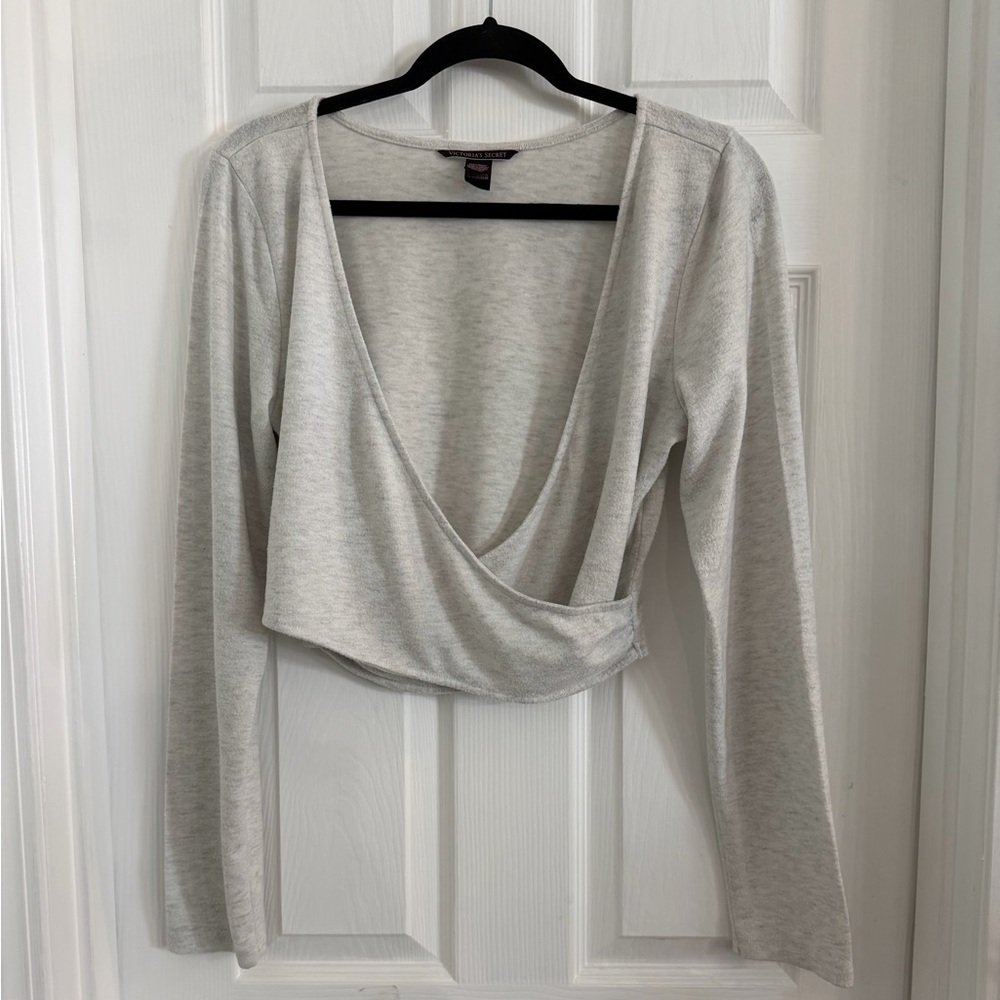 Victoria's Secret Heather White Wrap Crop Top